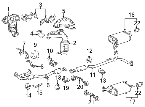 2006 Toyota Avalon Exhaust Manifold Exhaust Manifold Diagram for 17140-0P040