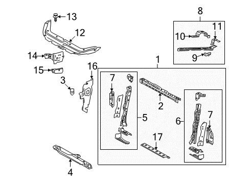 2009 Toyota RAV4 Radiator Support Lower Tie Bar Diagram for 57104-0R011