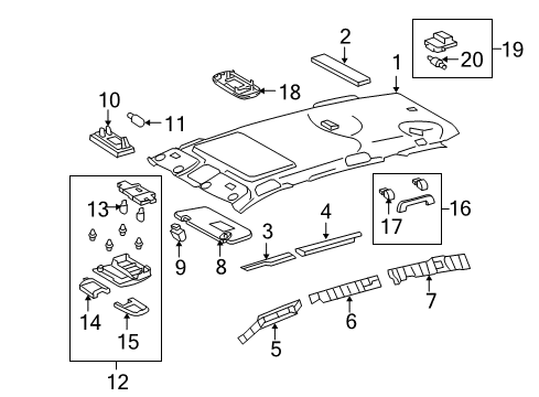 2009 Toyota RAV4 Interior Trim - Roof Sunvisor Diagram for 74320-42501-E1