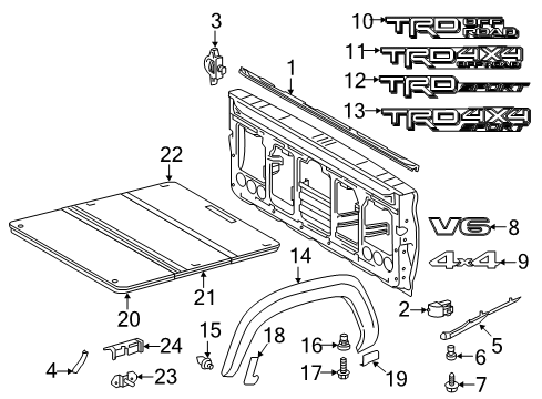 2018 Toyota Tacoma Exterior Trim - Pick Up Box Protector Diagram for 66249-04060