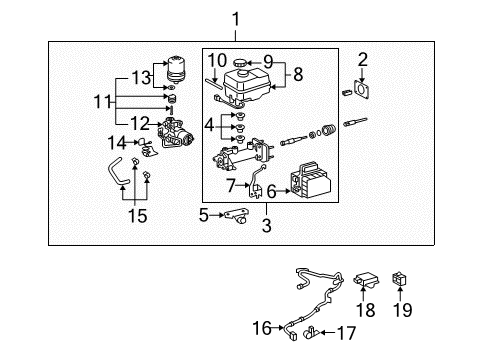 2007 Toyota FJ Cruiser ABS Components Master Cylinder Diagram for 47025-35080