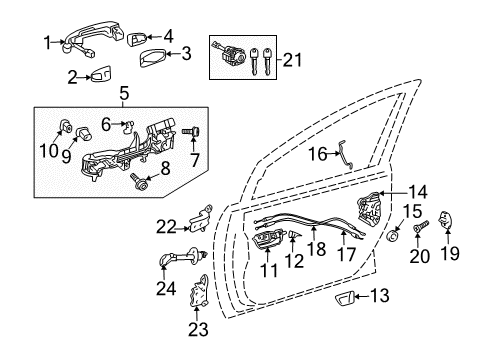 2015 Toyota Prius Front Door Handle, Outside Pad Diagram for 69242-47020