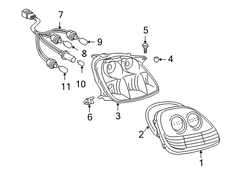 2004 Toyota MR2 Spyder Bulbs Lens Gasket Diagram for 81554-17140