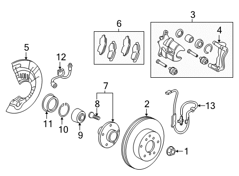 2015 Toyota Camry Anti-Lock Brakes Front Speed Sensor Diagram for 89542-33120