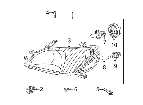 2000 Toyota Echo Bulbs Lens & Housing Diagram for 81170-52190