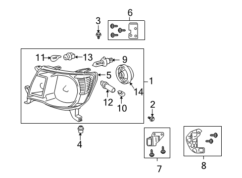 2010 Toyota Tacoma Bulbs Composite Assembly Diagram for 81110-04163
