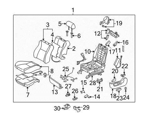2005 Toyota Solara Front Seat Components Seat Back Cover Diagram for 71074-06261-B0