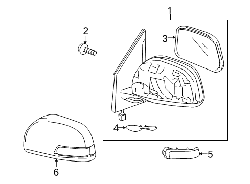 2009 Toyota RAV4 Outside Mirrors Mirror Assembly Bolt Diagram for 90163-A0003