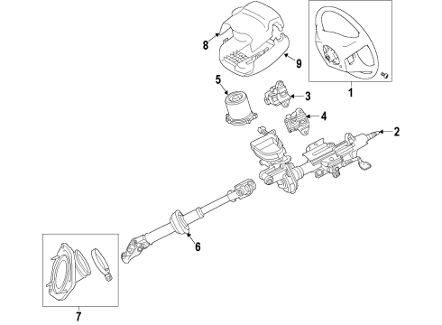 2019 Toyota Highlander Steering Column & Wheel, Steering Gear & Linkage Steering Wheel Diagram for 45100-0E361-C0