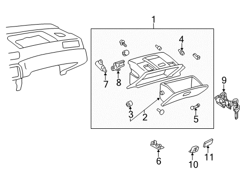 1998 Toyota Camry Glove Box Stopper Diagram for 55054-30010