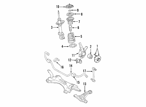2005 Toyota Prius Front Suspension Components, Lower Control Arm, Stabilizer Bar Stabilizer Bar Diagram for 48811-47040