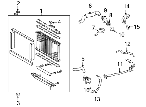 2002 Lexus GS300 Radiator & Components Water Outlet Diagram for 16331-46041