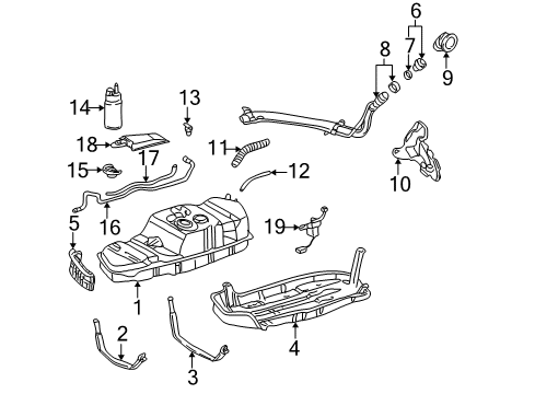 2006 Toyota Sequoia Fuel System Components Fuel Tank Diagram for 77001-0C040