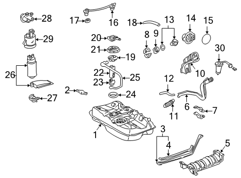 1999 Toyota Camry Fuel Supply Filler Pipe Support Diagram for 77216-33010