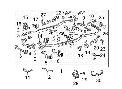 2017 Toyota 4Runner Frame & Components, Trailer Hitch Components Reinforce Plate Diagram for 52173-35090