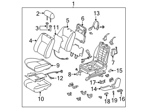 2006 Toyota Camry Front Seat Components Seat Cover Diagram for 71072-06460-B0
