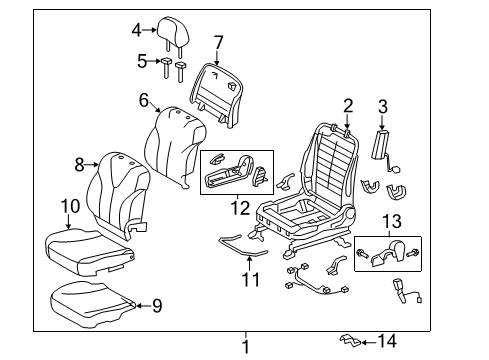 2011 Toyota Camry Passenger Seat Components Seat Assembly Diagram for 71100-33L80-E0