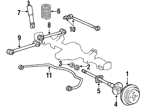 1988 Toyota Tercel Rear Suspension Components, Axle Housing, Lower Control Arm, Upper Control Arm, Stabilizer Bar Arm Assembly, Lower Control, Right Diagram for 48720-16030