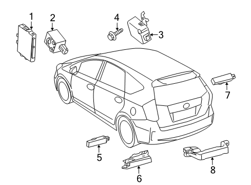 2016 Toyota Prius V Keyless Entry Components Transmitter Diagram for 89904-52290
