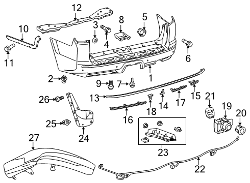 2021 Toyota 4Runner Bumper & Components - Rear Side Retainer Diagram for 52155-35050