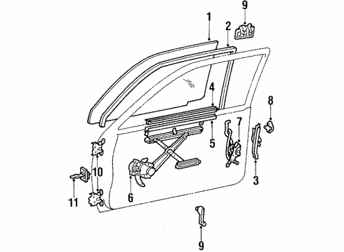 1988 Toyota Tercel Door Glass & Hardware Handle, Outside Diagram for 69210-16050