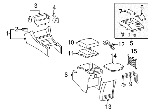 2015 Toyota Tacoma Console Cup Holder Diagram for 66991-04012