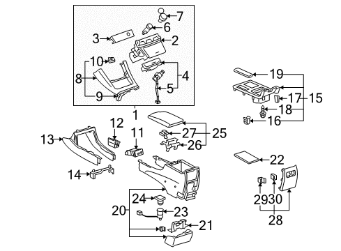 2005 Toyota Camry Center Console Console Screw Diagram for 90080-16097