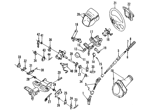 1991 Toyota Celica Steering Column, Steering Wheel & Trim, Steering Gear & Linkage, Ignition Lock Steering Wheel Diagram for 45100-20690-02