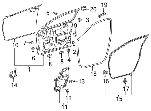 2018 Toyota C-HR Front Door Lock Cylinder Diagram for 89704-F4070