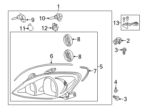 2003 Toyota Camry Headlamps Composite Assembly Diagram for 81150-AA050