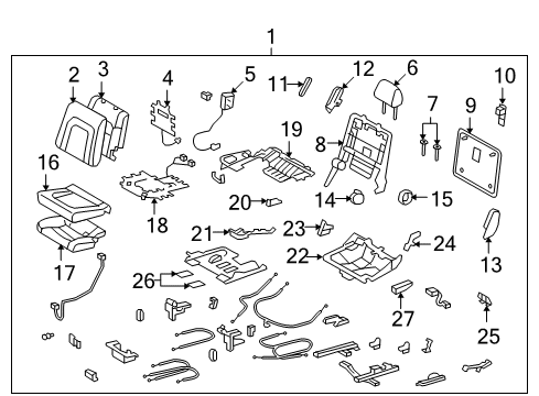 2008 Toyota Land Cruiser Rear Seat Components Cushion Frame Diagram for 71015-60270