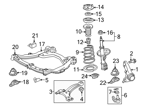 2014 Toyota Camry Front Suspension, Lower Control Arm, Stabilizer Bar, Suspension Components Strut Diagram for 48520-09Z30