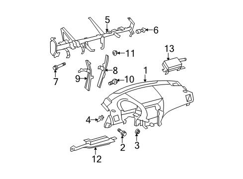2010 Toyota Highlander Cluster & Switches, Instrument Panel Lower Brace Bolt Diagram for 90119-A0001
