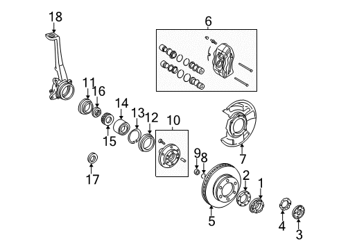 2000 Toyota Tacoma Front Brakes Body Gasket Diagram for 43422-60060