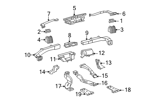 2010 Toyota Avalon Ducts Side Duct Diagram for 87201-07090