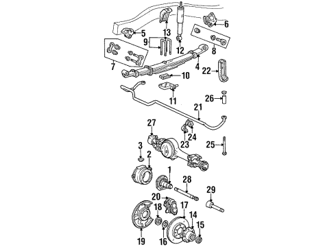 1989 Toyota Land Cruiser Front Axle, Stabilizer Bar, Suspension Components Stabilizer Bar Washer Diagram for 90948-02032