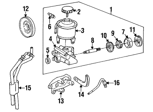 1991 Toyota Land Cruiser P/S Pump & Hoses, Steering Gear & Linkage Pump Assy, Vane Diagram for 44320-60161