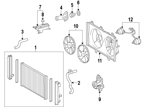 2010 Toyota Venza Cooling System, Radiator, Water Pump, Cooling Fan Radiator Assembly Diagram for 16400-0V010