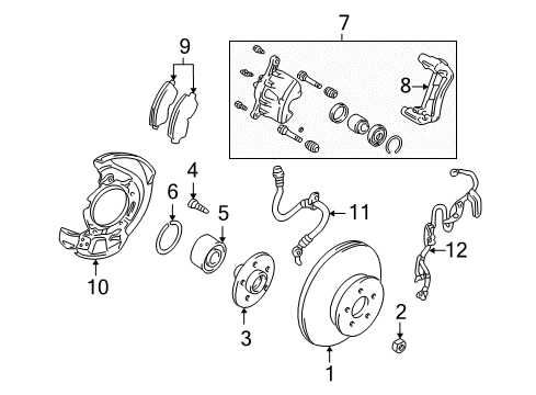 2001 Toyota RAV4 Brake Components Caliper Assembly Diagram for 47730-42040