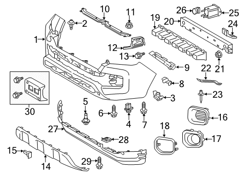 2022 Toyota Tacoma Bumper & Components - Front Side Retainer Diagram for 52115-04070