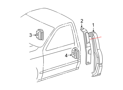 1996 Toyota Tacoma Side Panel & Components Side Panel Diagram for 61501-04030