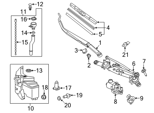 2019 Toyota Corolla Wiper & Washer Components Front Blade Diagram for 85212-0R050