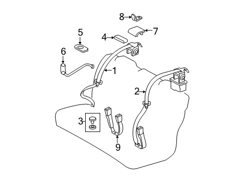 2008 Toyota Camry Seat Belt Latch Diagram for 73240-06150-E0