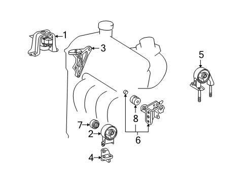 2005 Scion xB Engine & Trans Mounting Side Mount Bracket Diagram for 12325-21020