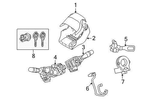 2011 Toyota Corolla Shroud, Switches & Levers Upper Column Cover Diagram for 45286-02310-B0