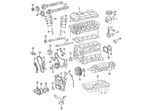 1994 Toyota T100 Engine Parts, Mounts, Cylinder Head & Valves, Camshaft & Timing, Oil Pan, Oil Pump, Balance Shafts, Crankshaft & Bearings, Pistons, Rings & Bearings Damper Diagram for 13561-75020