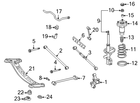 1997 Toyota Camry Rear Suspension Components, Stabilizer Bar Spring, Coil, Rear Diagram for 48231-33160