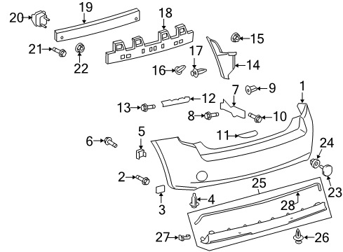 2013 Scion xB Rear Bumper Spoiler Diagram for 76891-12140