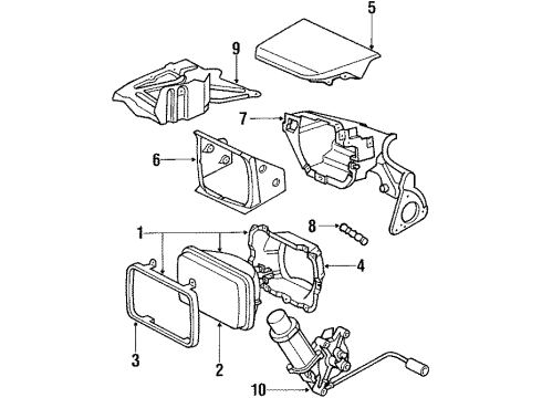 1988 Toyota Supra Headlamps Passenger Side Headlight Assembly Diagram for 81110-1B110