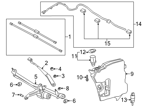 2022 Toyota GR Supra Wiper Components Wiper Blade Diagram for 85212-WAA01